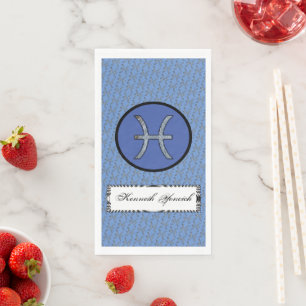 Pisces Zodiac Symbol Element by Kenneth Yoncich Napkin