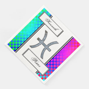 Pisces Zodiac Symbol Element by Kenneth Yoncich Napkin