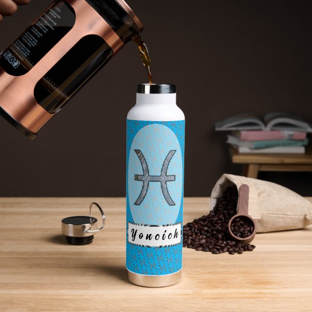 Pisces Zodiac Symbol Element by Kenneth Yoncich Water Bottle (Coffee)