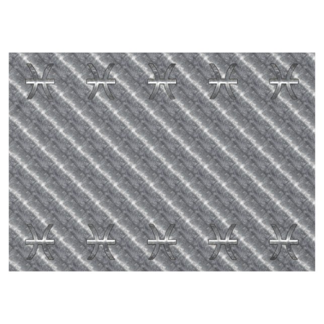 Pisces Zodiac Symbol in Grunge Steel Print Tablecloth (Front (Horizontal))