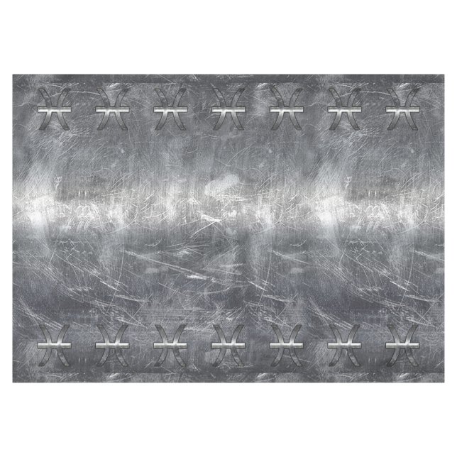Pisces Zodiac Symbol in Grunge Steel Print Tablecloth (Front (Horizontal))