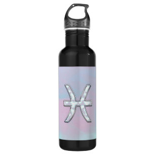 Pisces Zodiac Symbol Mother of Pearl Decor 710 Ml Water Bottle