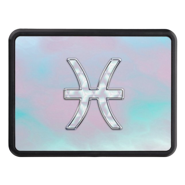 Pisces Zodiac Symbol Mother of Pearl Decor Trailer Hitch Cover (Front)