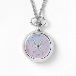 Pisces Zodiac Symbol Mother of Pearl Dial Watch