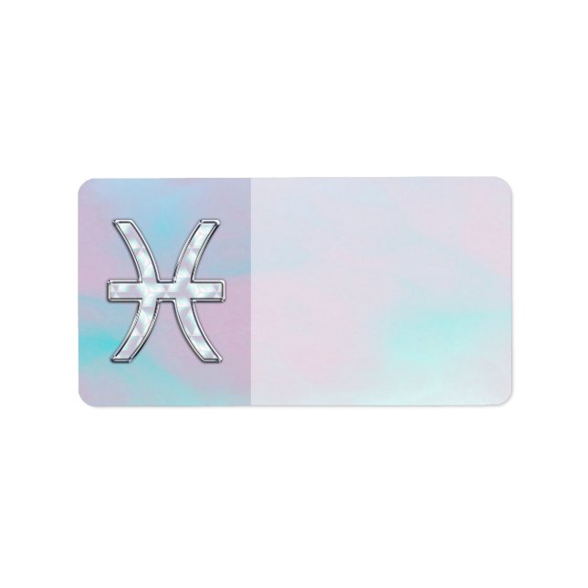 Pisces Zodiac Symbol Mother of Pearl style Label (Front)