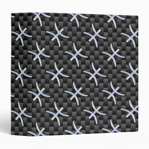 Pisces Zodiac Symbol on Carbon Fibre Print Binder