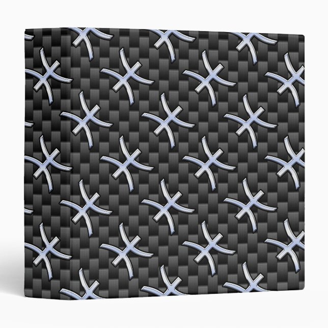 Pisces Zodiac Symbol on Carbon Fibre Print Binder (Front/Spine)