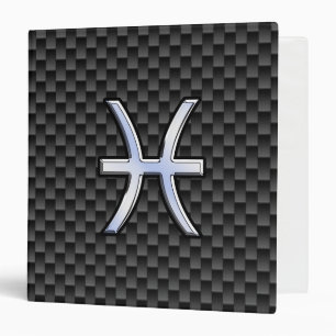 Pisces Zodiac Symbol on Carbon Fibre Style Binder
