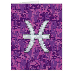 Pisces Zodiac Symbol on Fuchsia Pink Digital Camo