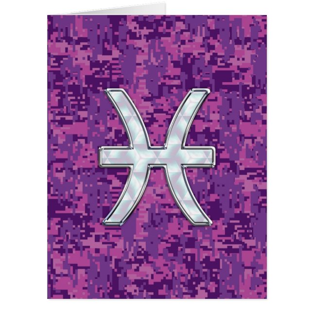 Pisces Zodiac Symbol on Fuchsia Pink Digital Camo (Front)
