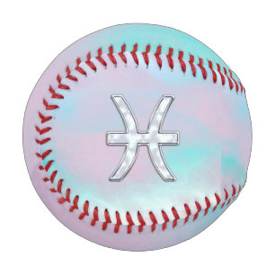 Pisces Zodiac Symbol Pastel Mother of Pearl style Baseball
