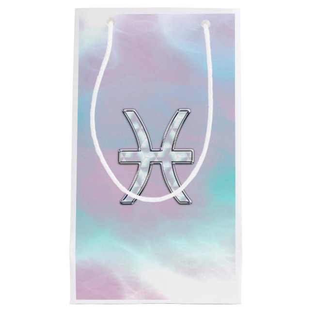Pisces Zodiac Symbol Pastel Mother of Pearl style Small Gift Bag (Front)