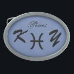 Pisces Zodiac Symbol Standard by Kenneth Yoncich Oval Belt Buckle<br><div class="desc">Pisces Zodiac Symbol Standard,  Belt Buckle..
Images Copyright (C) Kenneth Kenji Yoncich. 
All Rights Reserved.</div>