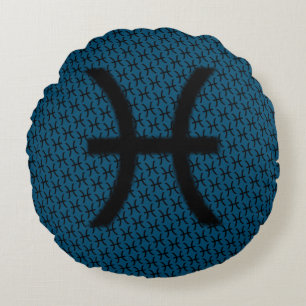 Pisces Zodiac Symbol Standard by Kenneth Yoncich Round Pillow