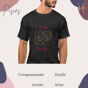Pisces Zodiac Typography Fish Star Sign Stylish T-Shirt