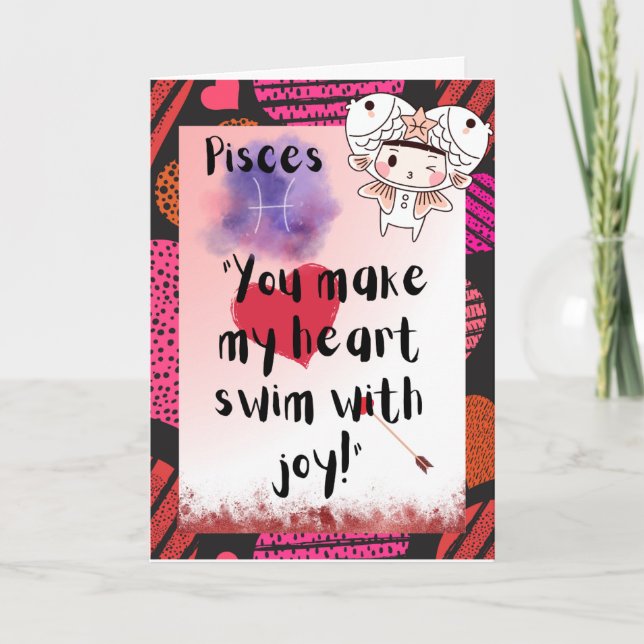 Pisces Zodiac Valentines Carte personnalisée (Devant)