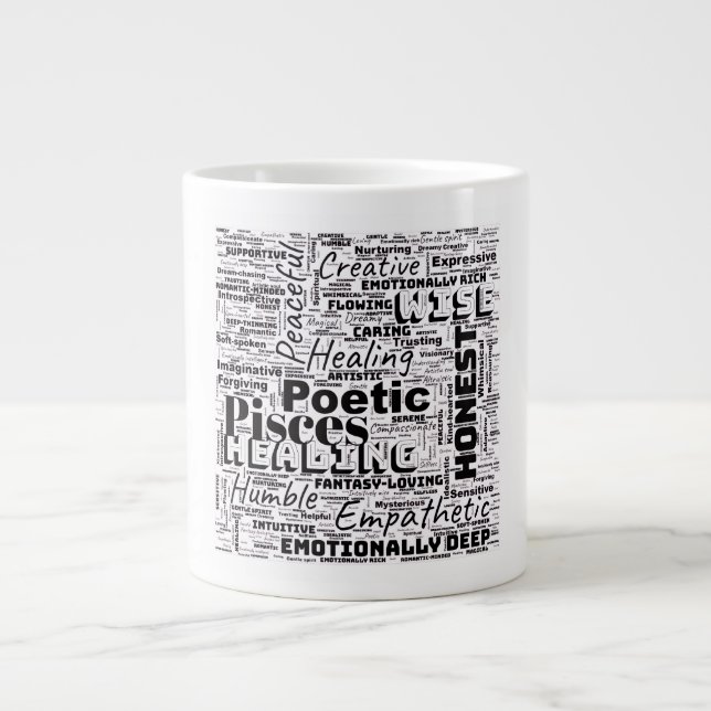 Pisces Zodiac Word Cloud Inspiration  Large Coffee Mug (Front)