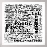 Pisces Zodiac Word Cloud Inspiration Sqaure (L)
