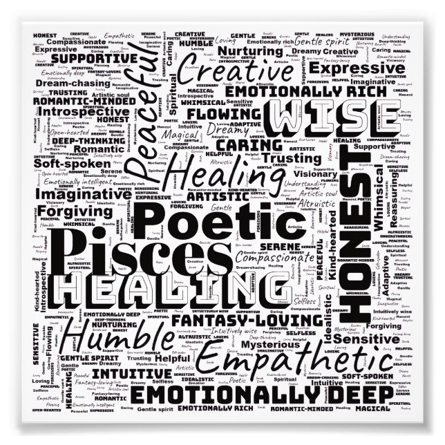 Pisces Zodiac Word Cloud Inspirational Photo  (Devant)