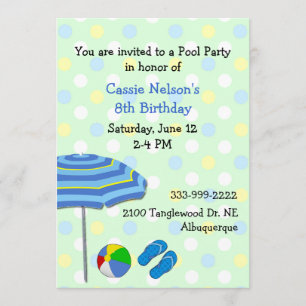 Piscine colorée fête Anniversaire Invitation