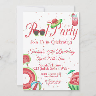 Piscine de pastèque Anniversaire, Invitation