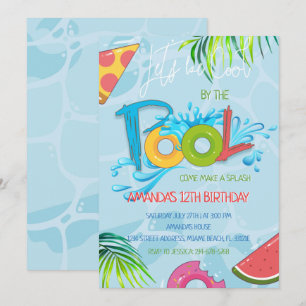 Piscine d'été Fête Anniversaire Invitation