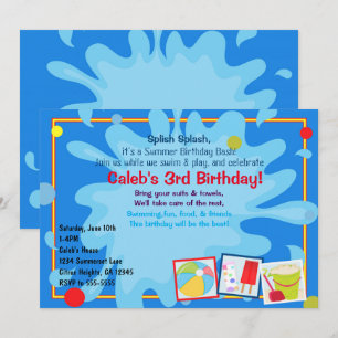 Piscine d'été Fête Anniversaire Invitations