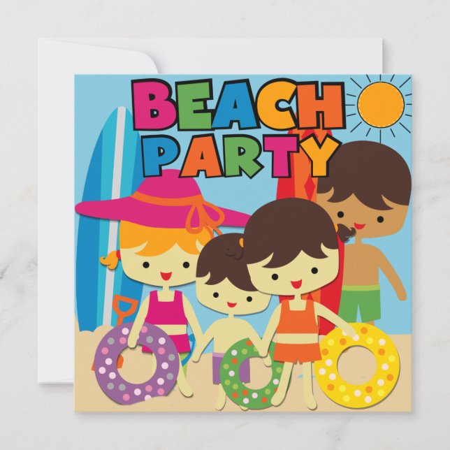 Piscine d'été Plage Anniversaire Invitations (Devant)