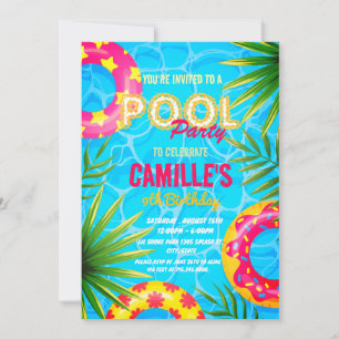 Piscine Fête Anniversaire Invitation