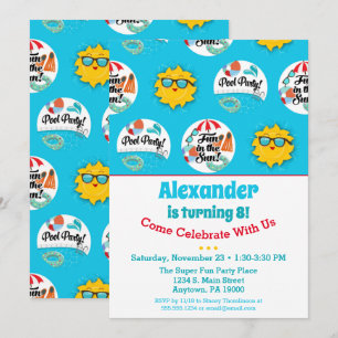 Piscine Fête Anniversaire Invitation Piscine Été
