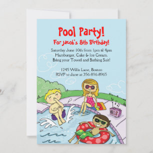 Piscine fêtes à thème Anniversaire Invitation