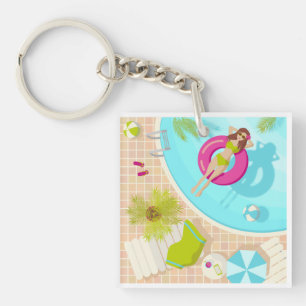 Piscine fille en bikini sac fourre-tout de plage d