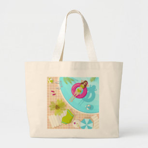 Piscine fille en bikini sac fourre-tout de plage d