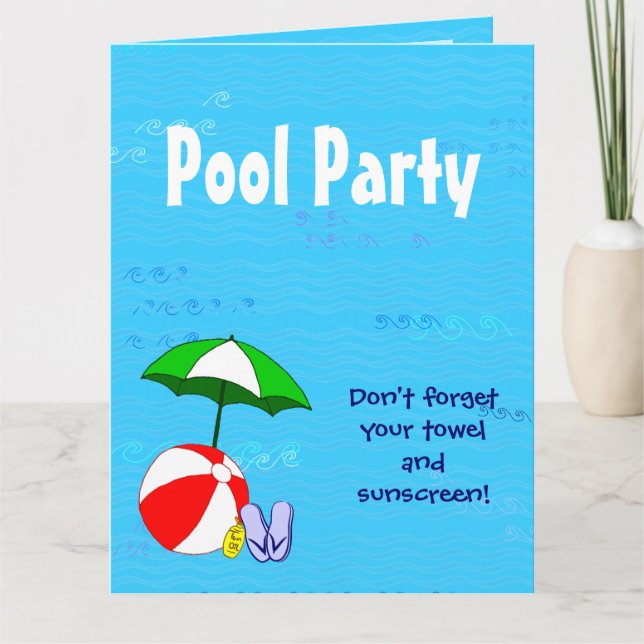 Piscine Thème Personnalisé Invitations (Devant)