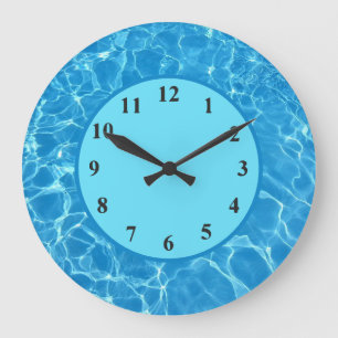 Piscine Tropicale Bleue Horloge Eau Mur Horloge