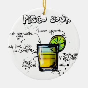 Pisco Sour Cocktail Recipe Ceramic Ornament