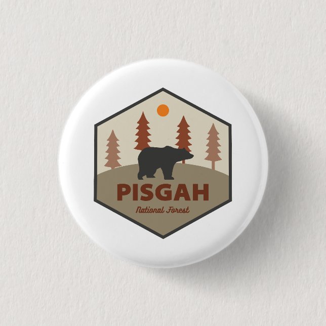 Pisgah National Forest Bear 1 Inch Round Button (Front)