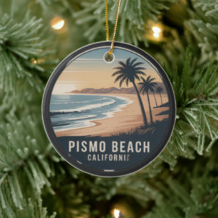 Pismo Beach, California Palm Trees Ceramic Ornament