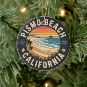 Pismo Beach, California pier Ceramic Ornament