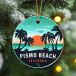 Pismo Beach California Retro Sunset Souvenirs 80s Ceramic Ornament<br><div class="desc">Pismo Beach California Tropical Retro Sunset design. Indulge in the nostalgia of Pismo Beach with our vintage souvenir,  designed specifically for seaside vacationers. Reminiscent of a bygone era,  this design encapsulates the tranquillity and beauty of the cove,  serving as a delightful reminder of your beachside getaway.</div>