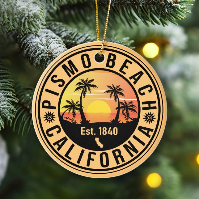 Pismo Beach California Sunset Vacation Souvenir Ceramic Ornament (Creator Uploaded)