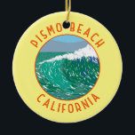 Pismo Beach California Travel Art Vintage Ceramic Ornament<br><div class="desc">Pismo Beach in a vector art style. It's known for its wineries and many beaches.</div>
