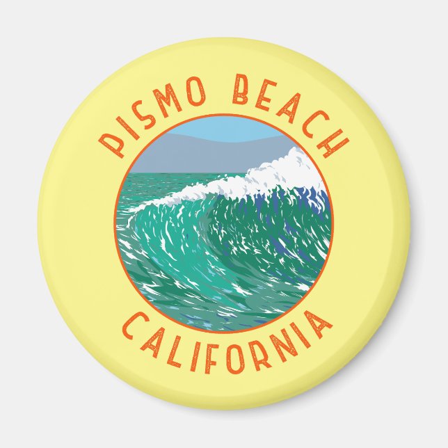 Pismo Beach California Travel Art Vintage Magnet (Front)