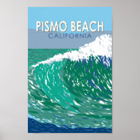 Pismo Beach California Travel Art Vintage