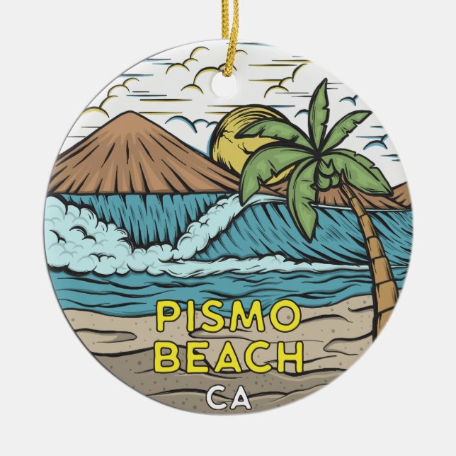 Pismo Beach California Vintage Ceramic Ornament (Front)
