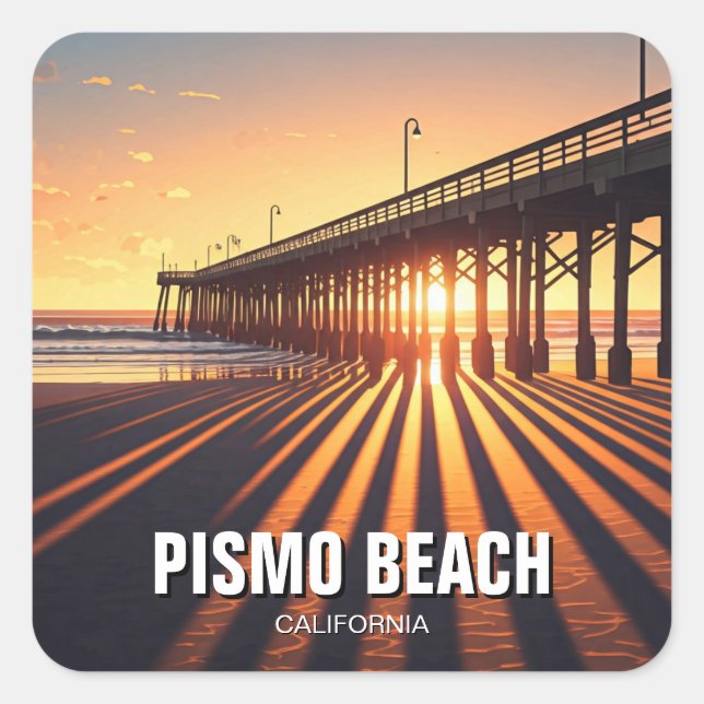 Pismo Beach Pier California Square Sticker (Front)