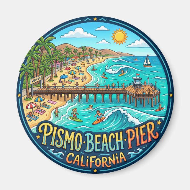 Pismo Beach Pier USA Magnet (Front)
