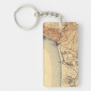 Pismo Beach Vintage Map Keychain