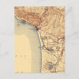 Pismo Beach Vintage Map Postcard
