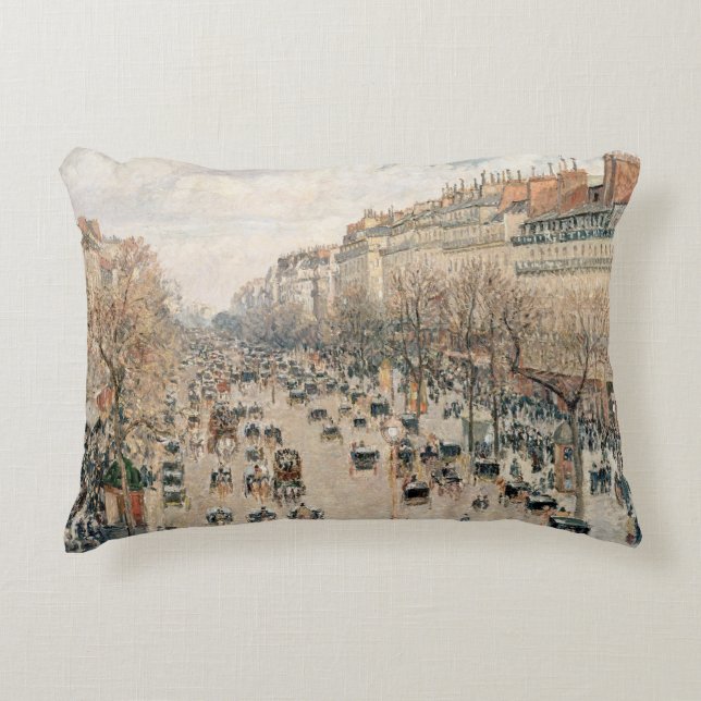 Pissarro - Boulevard Montmartre, Afternoon Sun Accent Pillow (Front)